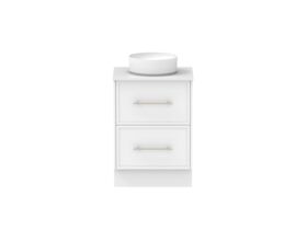 Supporting Image - Kado Lux All Drawer 600mm Floor Mounted Vanity Centre Basin 20mm - White Shaker Front