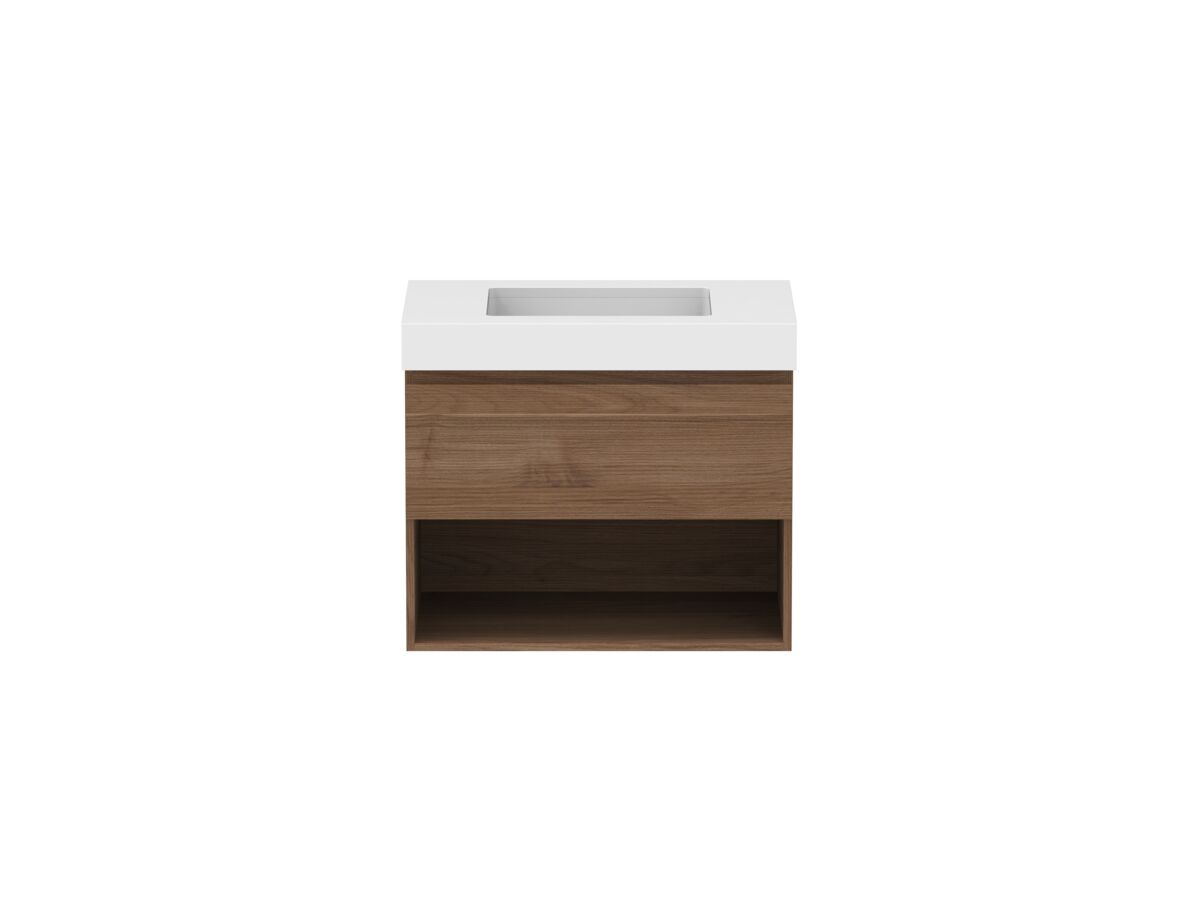 Hero - Posh Domaine 750mm Wall Hung Vanity Unit All-Drawer Open Shelf 90mm Top
