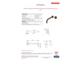 Specification Sheet - Sussex Pure Progressive Wall Bath Mixer System 250mm PVD Brushed Bronze Lead Free