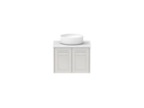 Hero - Kado Lux All Door 600mm Wall Hung Vanity Centre Basin 20mm - Feather Grey - Front