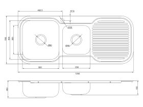 Base MK3 1 & 3/4 Bowl Sink 1 Taphole Left Hand Bowl 1200mm Stainless Steel