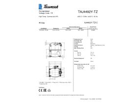 Technical Specifications - Tecumseh Compressor R134A TAJ4492Y-TZ 3/4 HP