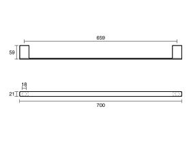 Technical Drawing - Mizu Bloc Single Towel Rail 700mm