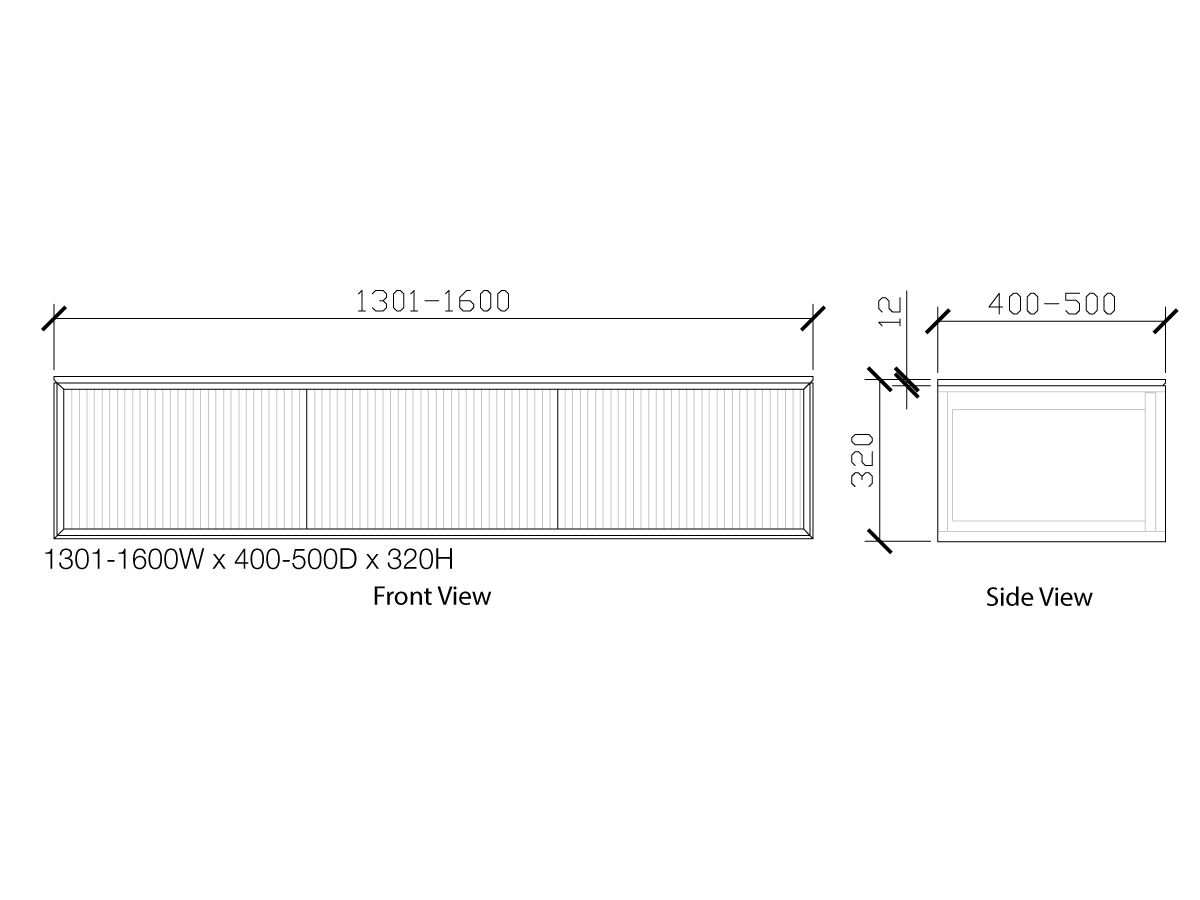 ISSY Custom Halo II Vanity Unit with Three Touch Latch Drawers 1301-1600widex400-500deepx320high