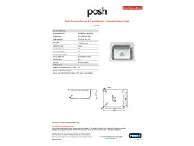 Specification Sheet - Posh Domaine Trough 45L with Bypass 2 Taphole Stainless Steel