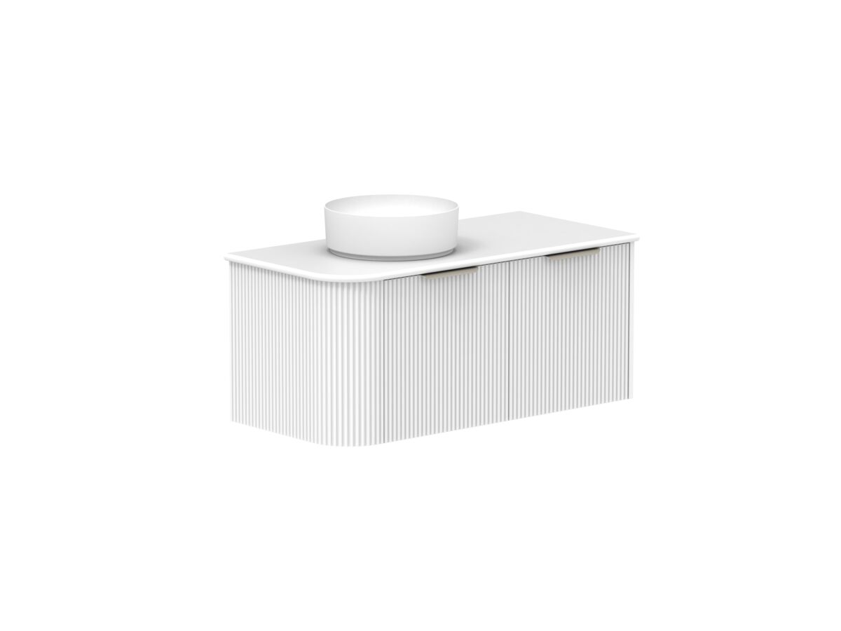 Supporting Image 2- Kado Neue Fluted Single Curve All Drawer 1050mm Wall Hung Vanity with Left Hand Basin 20mm Top Ultra White