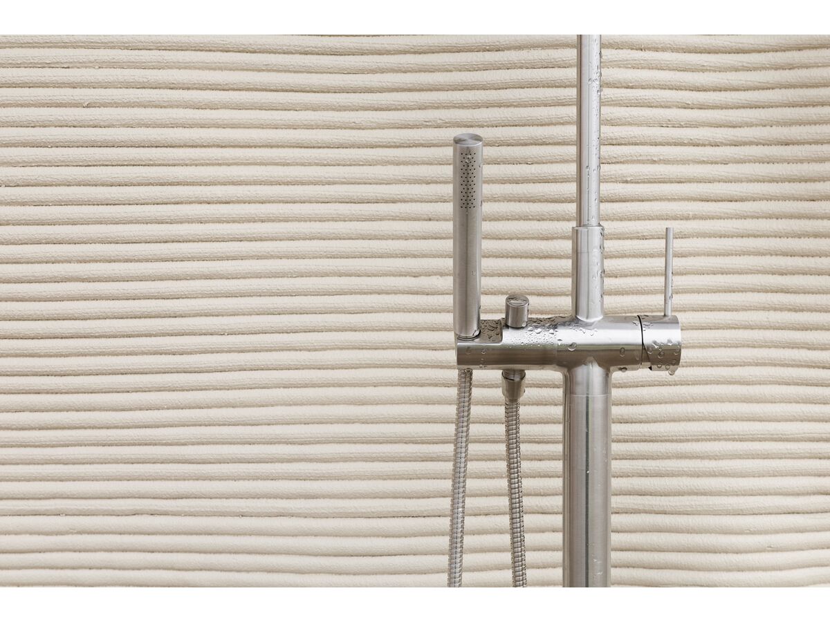 In Situ - Milli Inox Freestanding Twin Rail Shower & 300mm Overhead with Bottom Rail Water Inlet Stainless Steel (3 Star)
