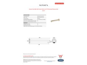 Specification Sheet - Sussex Scala Bath Wall Outlet 250mm LUX PVD Brushed Platinum Gold