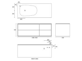 ISSY Glide Twin 1000mm - 1300mm Custom Wall Hung Vanity Unit Single Bowl 4 Drawers