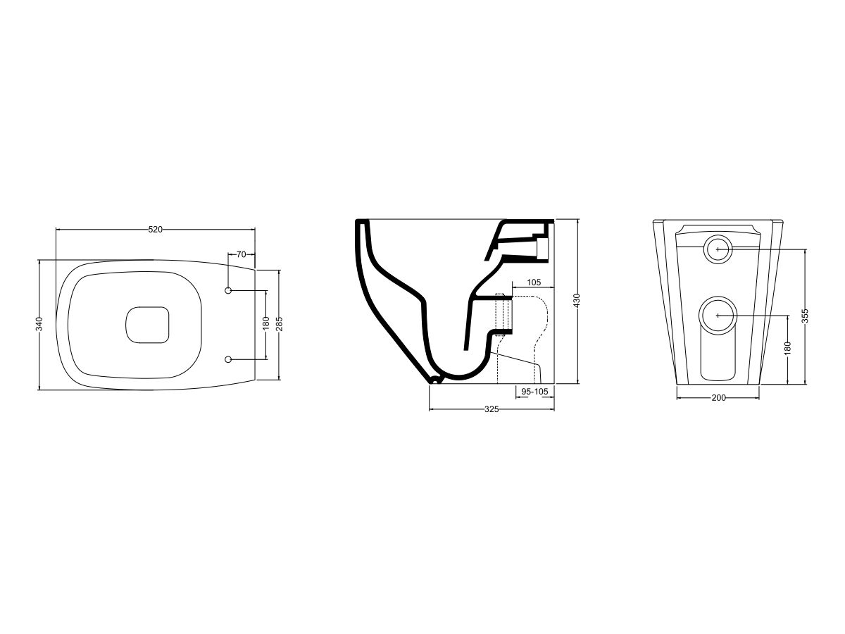 AXA Five Back To Wall Rimless Pan Soft Close Quick Release Seat White (4 Star)