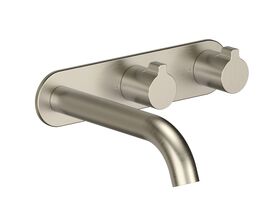 Supporting Image - Faucet Strommen Vara Fin Wall Basin / Bath Hostess Tap System Right Hand 150mm Trimset Brushed Nickel (6 Star) Lead Free