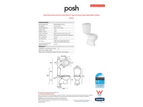 Specification Sheet - Posh Solus Round Link Toilet Suite S Trap with Soft Close Seat White (4 Star)