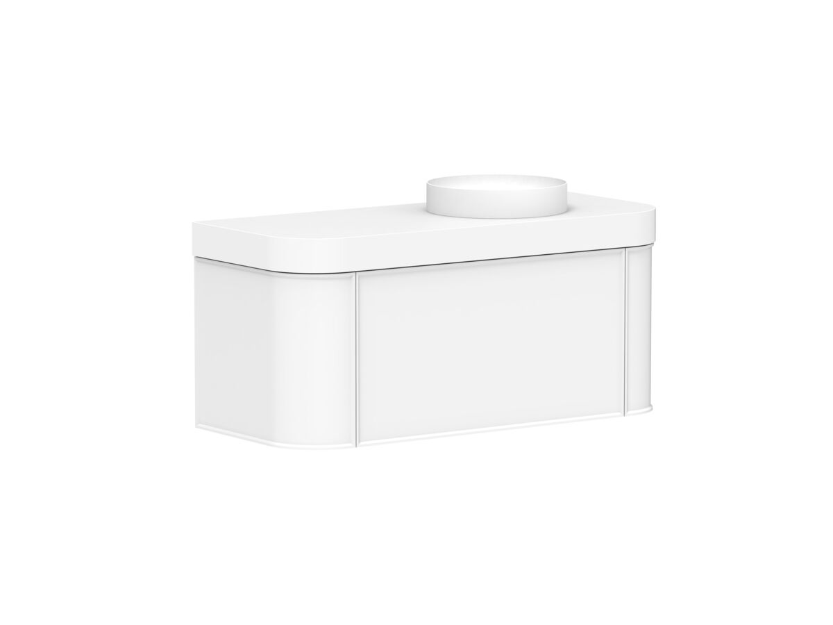 Supporting Image - Kado Era Double Curve All Drawer 1200mm Wall Hung Vanity Right Hand Basin 90mm Durasein Top Matte White