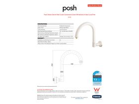Specification Sheet - Posh Bristol Swivel Wall Outlet Gooseneck 25mm White/Gold (4 Star) Lead Free