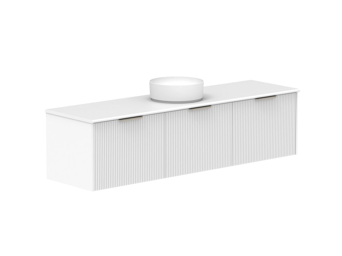Supporting Image 2- Kado Neue Fluted Square All Drawer 1800mm Wall Hung Vanity with Centre Basin 20mm Top Ultra White