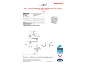 Specification Sheet - Kado Lux Rimless Plus Back to Wall Overheight Pan with Soft Close Quick Release Seat (4 Star)