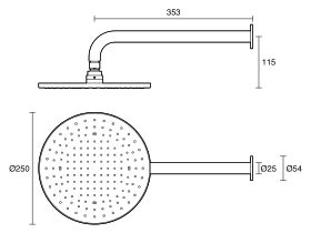 Technical Drawing - Sussex Scala Nova Horizontal Shower