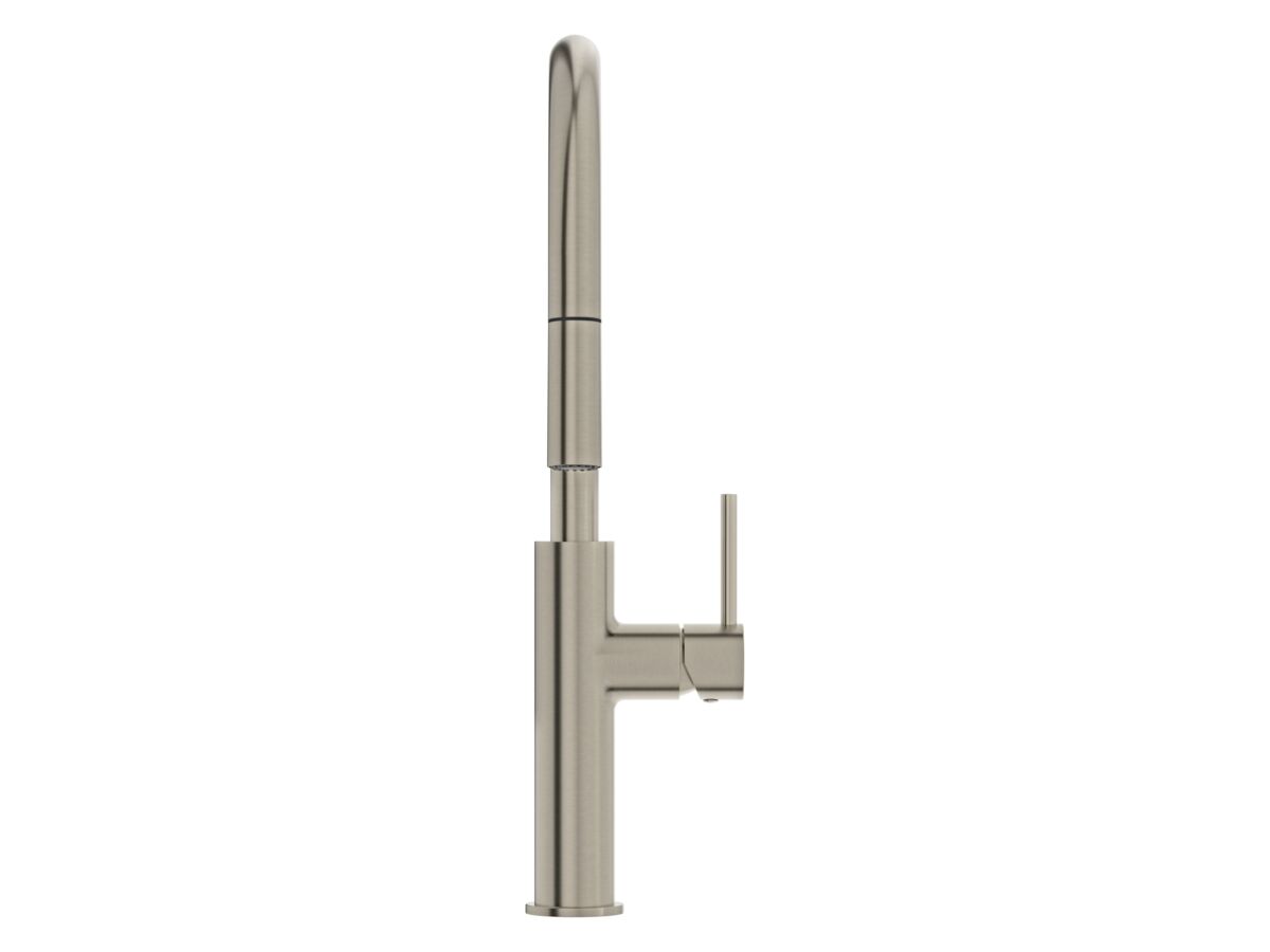 Supporting Image 2 - Mizu Drift Pull Out Gooseneck Sink Mixer Curve 2 Function Brushed Nickel (5 Star) Lead Free