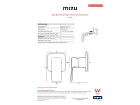 Specification Sheet - Mizu Bloc Shower Mixer Trimset Chrome Lead Free