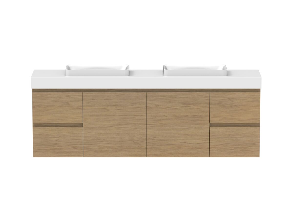 Hero - Posh Domaine 1800mm Ensuite Wall Hung Vanity Unit Double Bowl 90mm Top