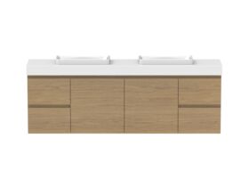 Hero - Posh Domaine 1800mm Ensuite Wall Hung Vanity Unit Double Bowl 90mm Top