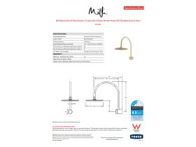 Specification Sheet - Milli Mood Edit Hi-Rise Shower Curved with 250mm Shower Head PVD Brushed Gold (3 Star)