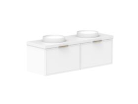 Supporting Image - Kado Lux Slim All Drawer 1500mm Wall Hung Vanity with Double Basin 50mm Top Matte White