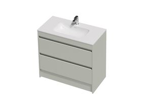 Hero - Posh Domaine Twin 900 2 Drawer Floor Standing Vanity Colour Console Top Gloss White Mineral Cast