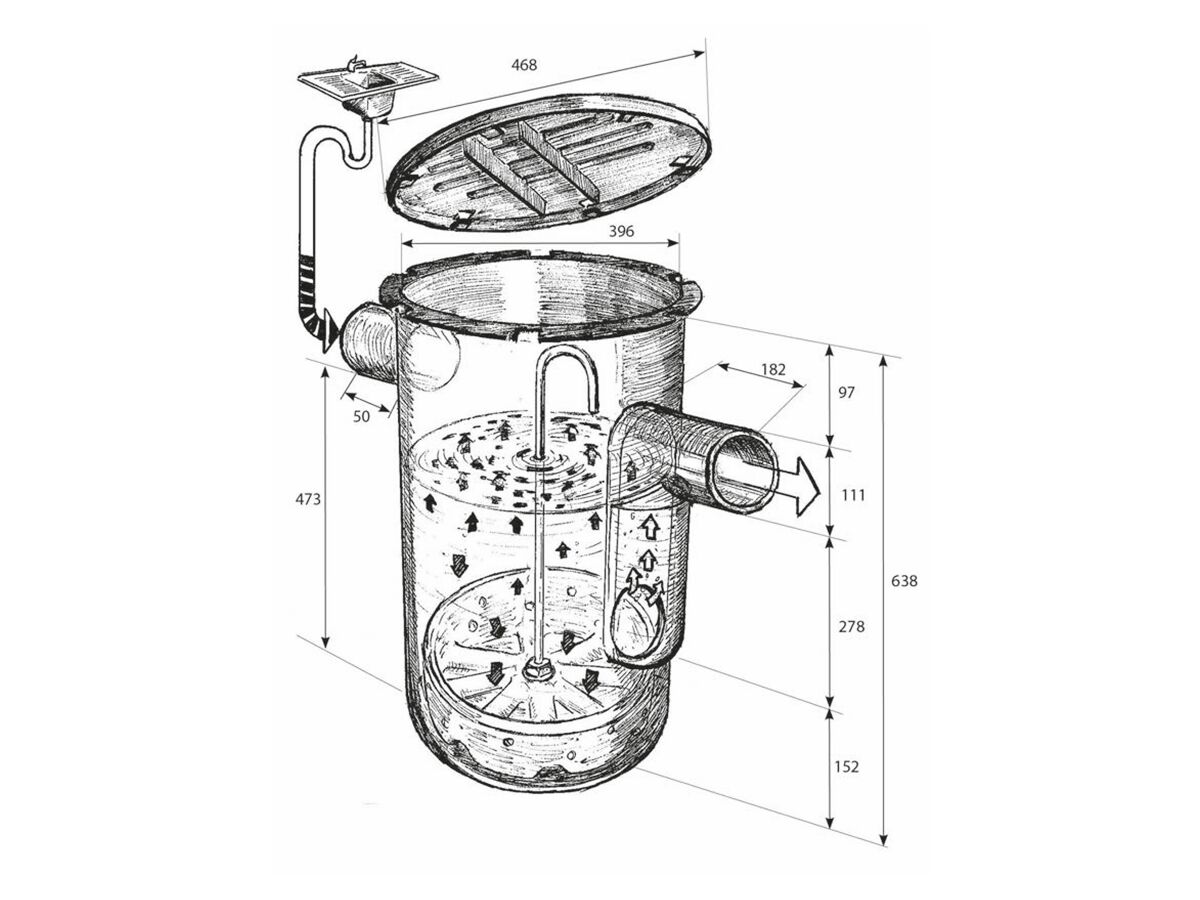 Plastic 45 Litre Grease Trap With G/Baff
