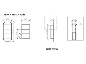 ISSY Z1 Oval Mirror with Shaving Cabinet 380mm (W) x 900mm (H)