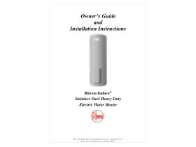 Installation Instructions - Rheem Induro Stainless Steel Heavy Duty Electric Water Heater