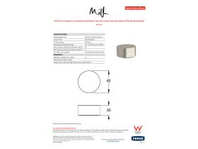 Specification Sheet - Milli Pure Progressive Top Mount Hob Mixer Tap with Cirque Textured Handle PVD Brushed Nickel