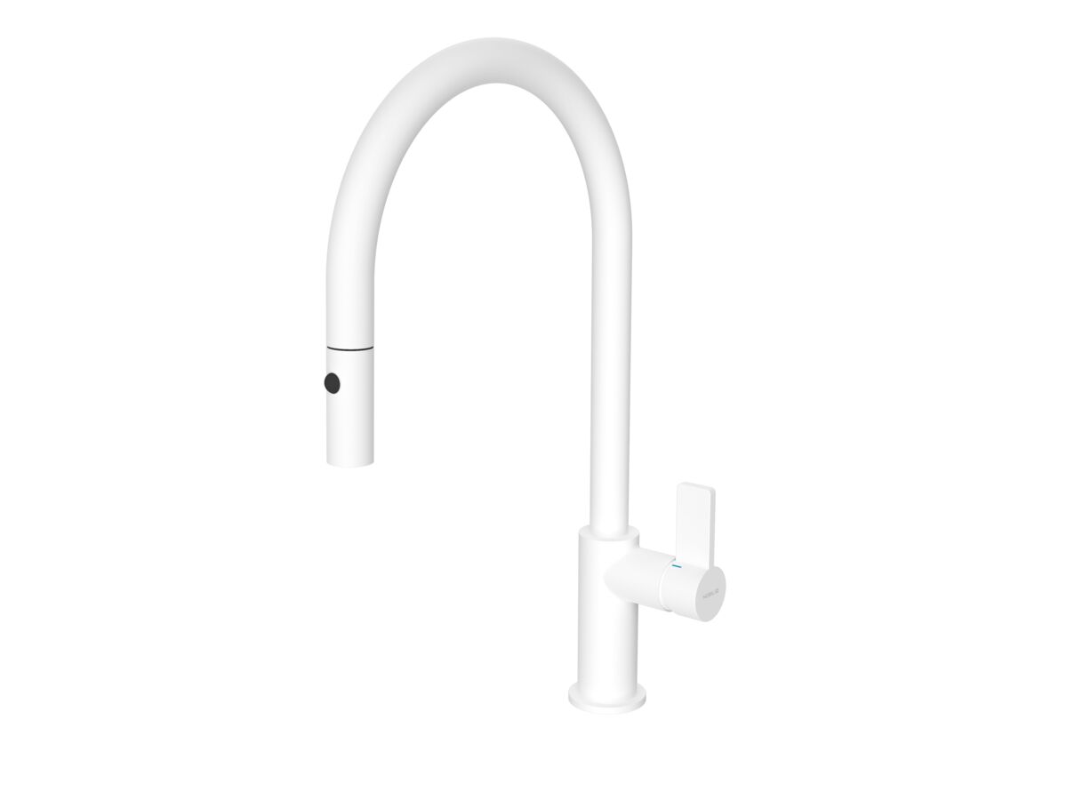 Supporting Image - Nobili Flag Gooseneck Pull Out Sink Mixer Tap Matte White (4 Star)
