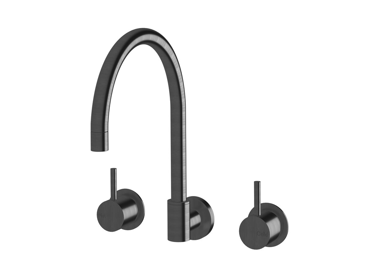 Hero - Sussex Scala Wall Sink Set Curved LUX PVD Brushed Smoked Gunmetal (3 Star)