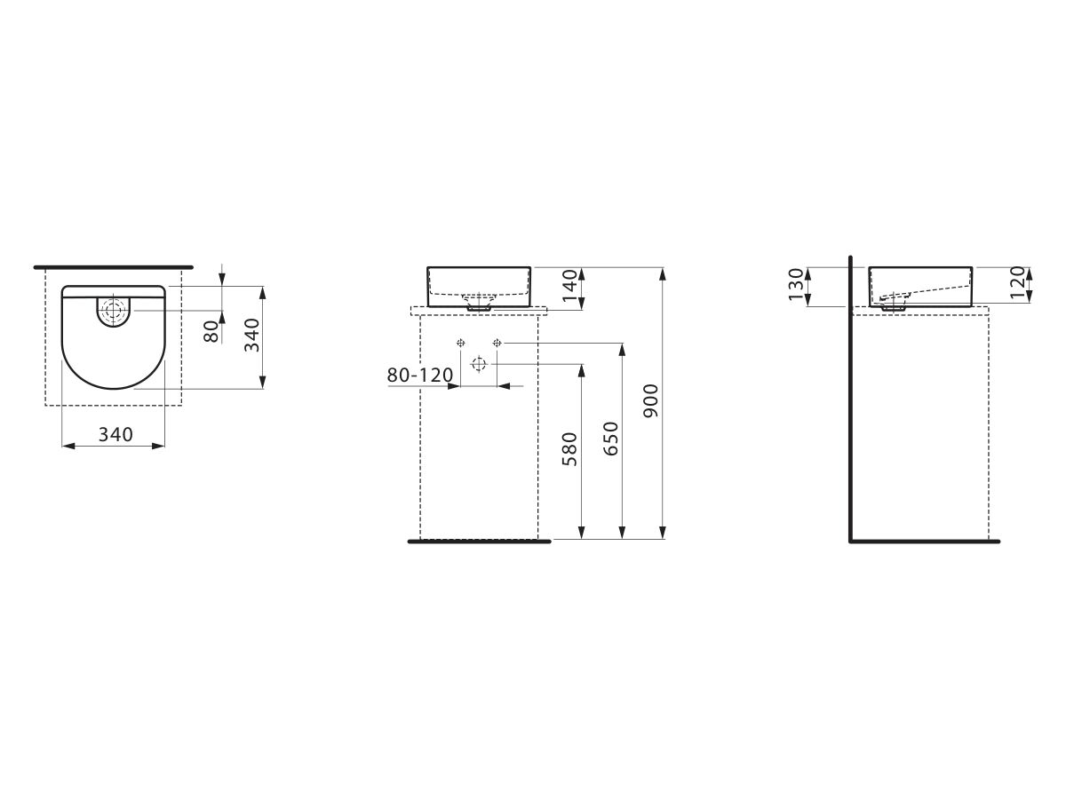 LAUFEN Sonar Above Counter Basin 340mm x 340mm White