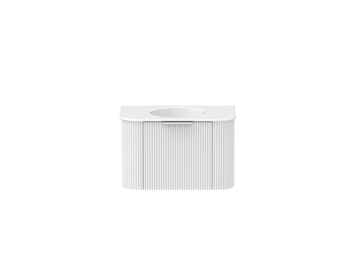 Supporting Image - Kado Neue Fluted Double Curve 750mm Wall Hung Vanity Centre Basin Matte White Ceramic Top Ultra White