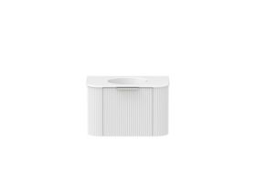 Supporting Image - Kado Neue Fluted Double Curve 750mm Wall Hung Vanity Centre Basin Matte White Ceramic Top Ultra White