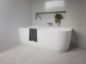 In Situ - Posh Solus Back to Corner Freestanding Bath 1700mm Left Corner with Overflow Gloss White