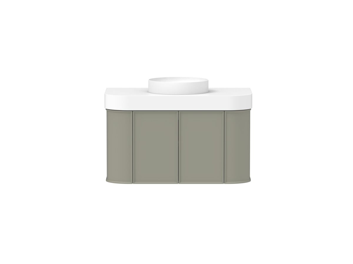 Supporting Image - Kado Era Double Curve All Door 900mm Wall Hung Vanity Centre Basin 90mm Durasein Top Wolfram Green