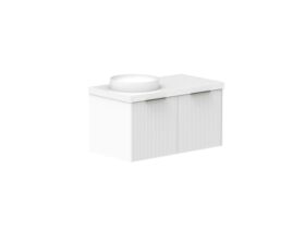 Supporting Image - Kado Neue Fluted Square 900mm Wall Hung Vanity with Left Basin 50mm Top Ultra White