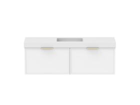 Supporting Image - Kado Lux Slim All Drawer 1500mm Wall Hung Vanity with Centre Basin 90mm Top Matte White