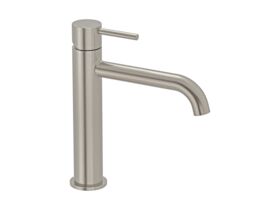 Mizu Drift Mid Basin Mixer Curve Spout Brushed Nickel (6 Star)