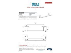Specification Sheet - Roca Ona Single Towel Rail 300mm Matte White