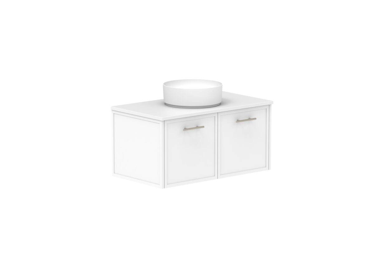 Supporting Image - Kado Lux All Door 900mm Wall Hung Vanity Centre Basin 20mm - White Shaker Angle