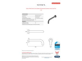 Specification Sheet - Scala 25 Wall Outlet Curved 200mm PVD Brushed Gunmetal (3 Star) Lead Free
