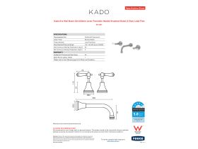 Specification Sheet - Kado Era Wall Basin Set 200mm Lever Porcelain Handle Brushed Nickel (5 Star) Lead Free