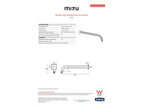 Specification Sheet - Mizu Bloc Wall Straight Shower Arm Chrome