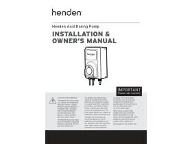 Installation & Owner's Manual - Henden Acid Dosing Pump