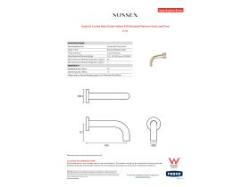 Specification Sheet - Scala 25 Curved Bath Outlet 160mm PVD Brushed Platinum Gold Lead Free