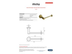 Specification Sheet - Mizu Drift Straight Toilet Roll Holder Brushed Brass
